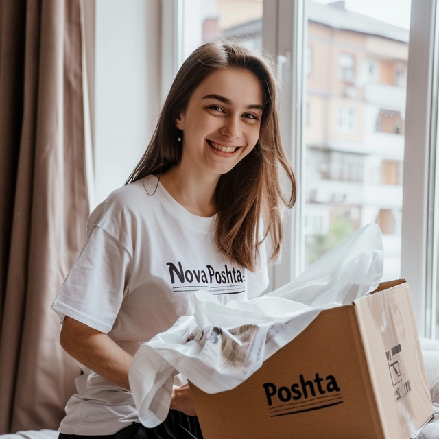 Щаслива дівчина отримує посилку