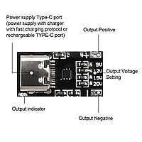 USB-C PD QC Триггер для блока питания 5В с регулируемым напряжением 9/12/15/20в5A Вход Type C