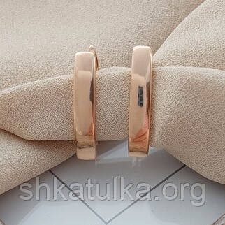 Сережки із золота гладкі прямокутні без каменів, фото 1
