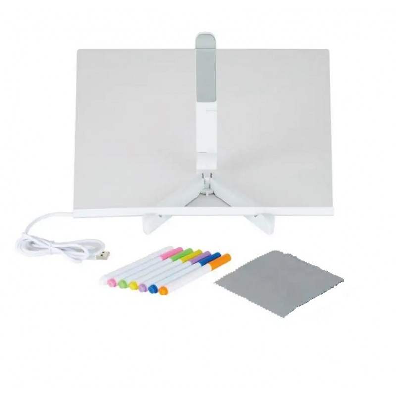 Світлодіодна дошка — планер для нотаток і малювання з підсвіткою · USB живлення · Маркери Пиши-Стирай в