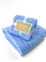 Комплект полотенец однотонный Home Textiles (микрофибра) голубой