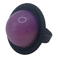 Кольцо круг Vamp ручная работа черное с фиолетовым кабашоном