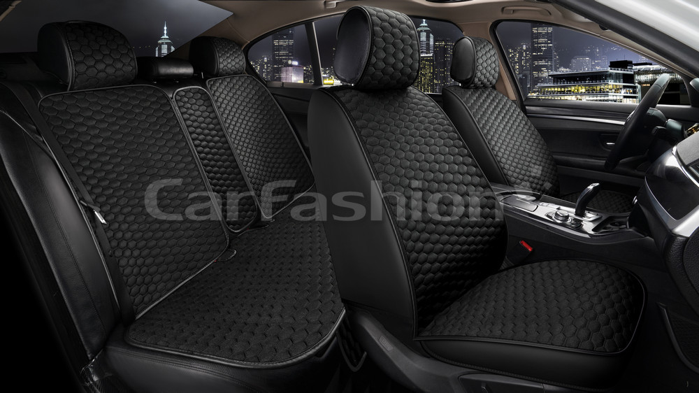 Повний комплект накидок CarFashion, модель SOTA PLUS, чорний/чорний