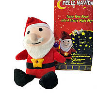 Мягкая новогодняя детская игрушка проектор Дед Мороз Ночник в детскую со световыми и звуковыми эффектами