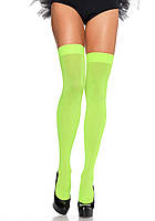 Leg Avenue Opaque Nylon Thigh Highs OS Neon Green lb