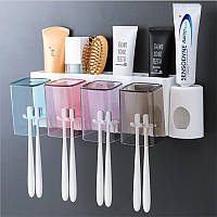 Настінний органайзер у ванну кімнату — тримач зубних щіток і з отворами для зберігання приладдя