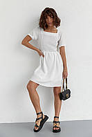 Летнее платье со шнуровкой на спине - молочный цвет, L (есть размеры) lb