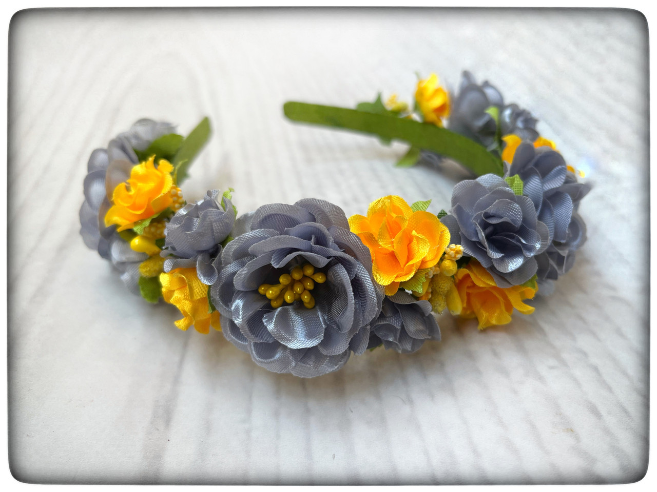 Обруч для волосся Барви сіро-жовтий, фото 1