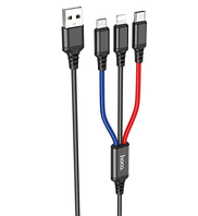 Кабель HOCO X76 Combo 3-in-1 Lightning / Micro-USB / Type-C <unk> Зарядний універсальний USB дріт шнур 3 в 1 для