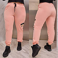 Стильные трикотажные женские спортивные штаны-джогеры больших размеров (р.48-62). Арт-2144/42