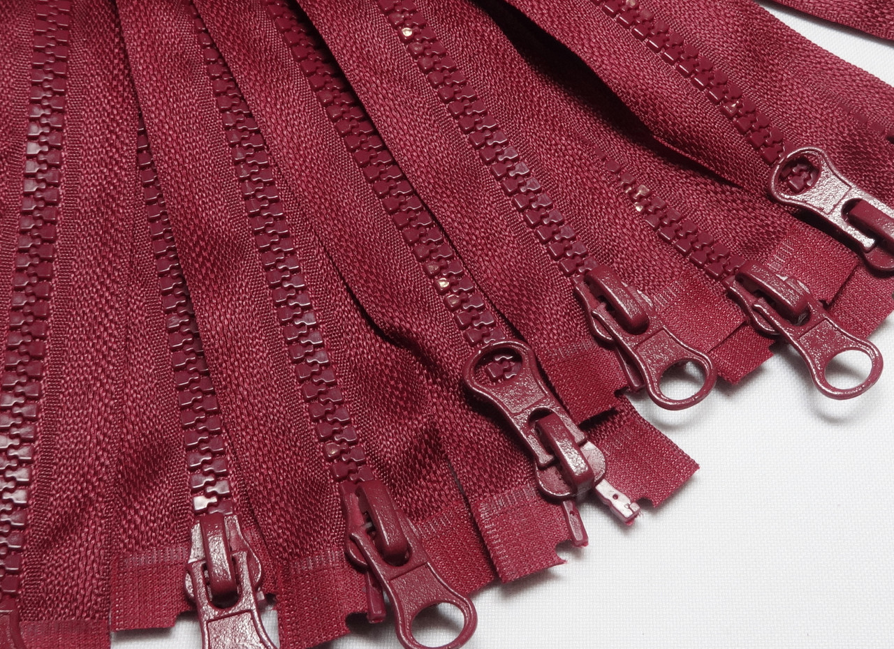 Блискавка тракторна No5 колір бордовий 80 см 2 бігунка, фото 1