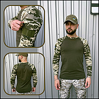Легкий весняний військовий піксель лонгслів Velcro кофта кольору хакі, армійський лонгслів для військових
