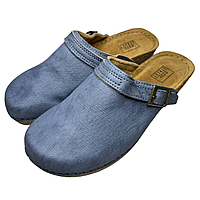 Блакитні сабо джинсові жіночі Inblu на підборах із закритим мисом та натуральною шкіряною устілкою