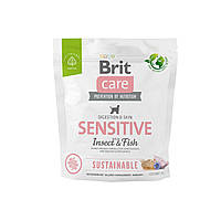 Сухой корм для собак Brit Care Dog Sensitive Sustainable с чувствительным пищевар. с рыбой и насекомыми 1 кг