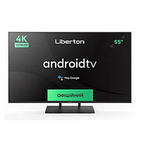 Телевизор 4К 55 дюймов безрамочный с голосовым пультом LIBERTON LTV-55U01AT Android 11.0