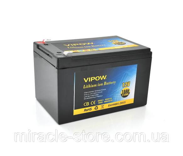 Акумуляторна батарея літієва Vipow 12 V18 Ah
