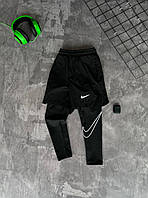 Мужские спортивные шорты Nike черные с лосинами для тренировок Найк (B)