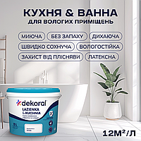 Dekoral Фарба латексна вологостійка для ванних кімнат і кухонь Польща