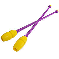 Булавы для художественной гимнастики Zelart C-0963 цвет фиолетовый-желтый ht