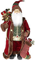 Новогодняя фигурка Санта с носком 60см (мягкая игрушка), бордо с коричневым Bona DP73694 ZZ, код: 6675257