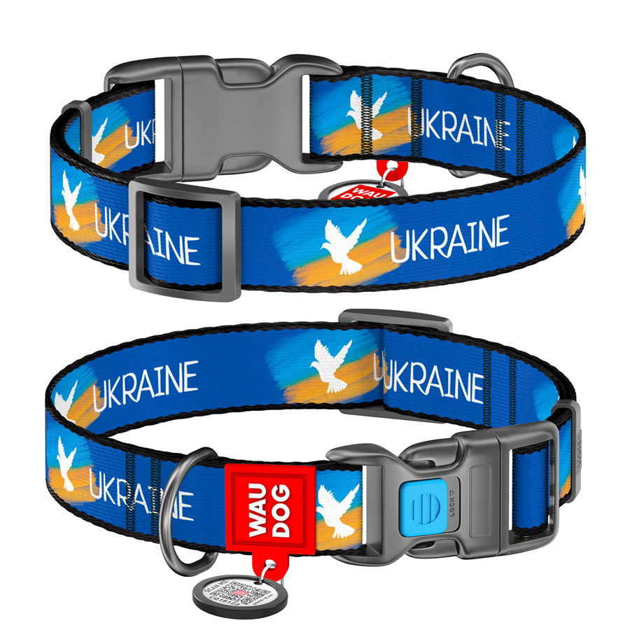 Нашийник для собак нейлоновий WAUDOG Nylon з QR-паспортом, малюнок "Фапор", пластиковий фастекс, L, Ш 25 мм, Дл, фото 1