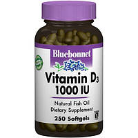 Витамин D Bluebonnet Nutrition Vitamin D3 1000IU 250 Softgels BLB0309 ZZ, код: 7682866