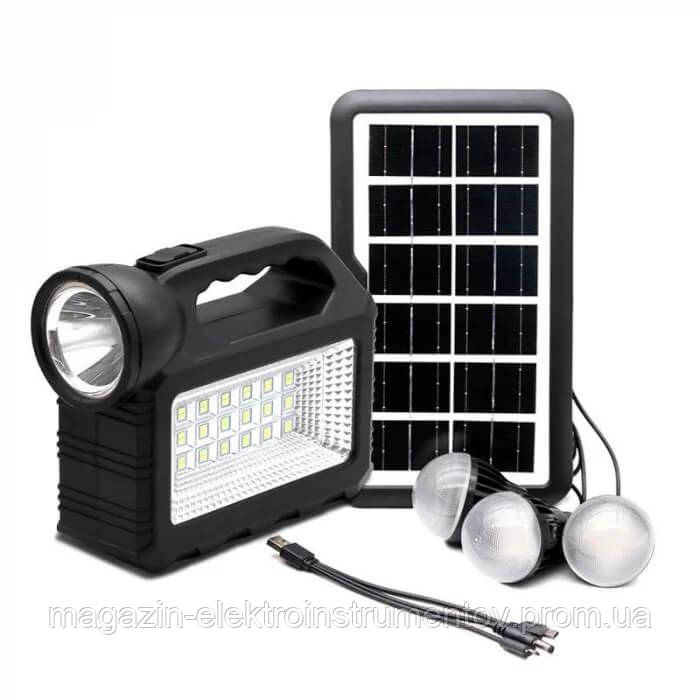 Многофункциональный LED фонарь прожектор Cclamp GD-101 с солнечной панелью, 3 лампочки + повербанк - фото 1 - id-p2103605442