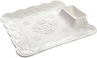 Набор сервировочных блюд 2шт White Lace 26x26см с соусником DP218734 BonaDi ZZ, код: 8383747