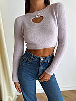 Жіночий укорочений светр ангора колір ніжна лаванда