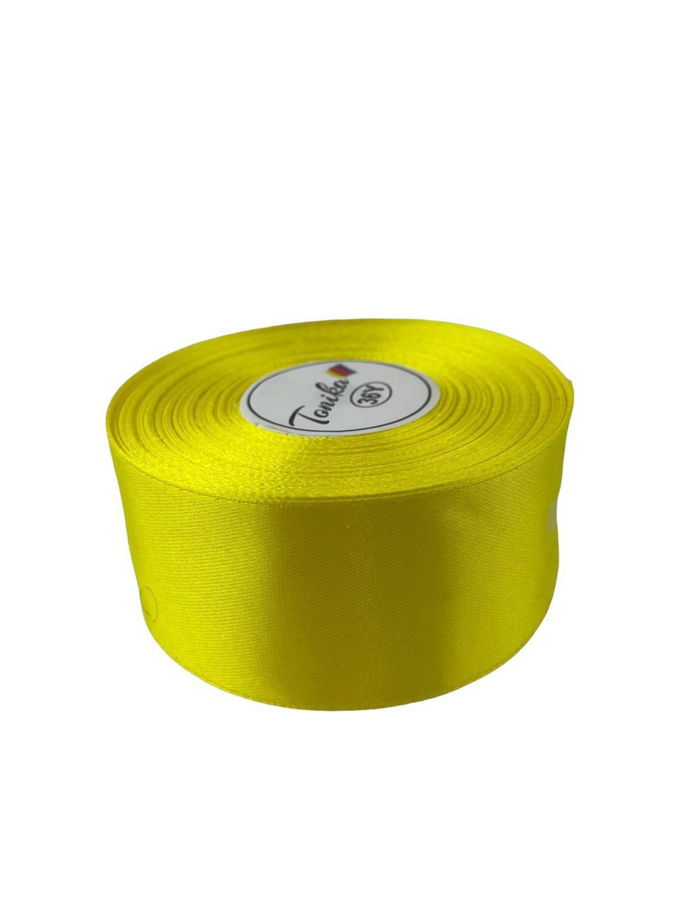 Стрічка атласна Жовта 4 см ширина 36 ярдів