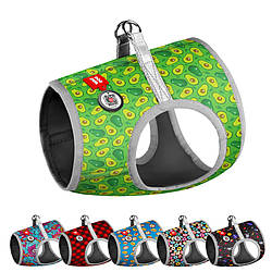 Шлея для собак м'яка WAUDOG Clothes з QR паспортом, малюнок "Авокадо", XS1, В 24-27 см, C 18-20 см