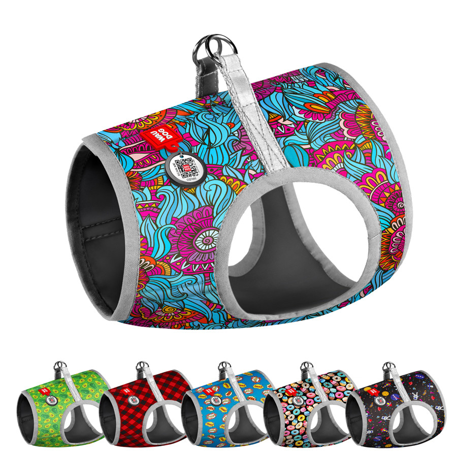 Шлея для собак м'яка WAUDOG Clothes з QR-паспортом, малюнок "Літо", XS3, В 32-35 см, C 22-24 см, фото 1