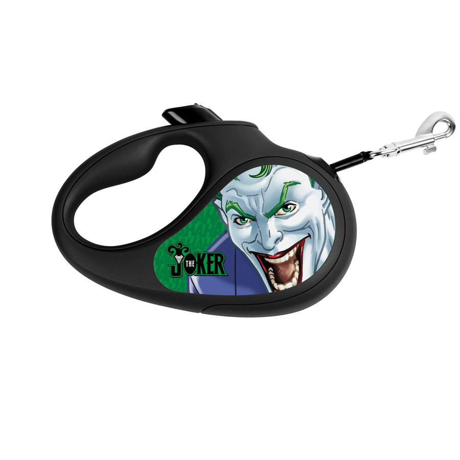 Повідець-рулетка для собак WAUDOG R-leash, малюнок "Джокер Зелений", M, до 25 кг, 5 м, світловідбивна стрічка
