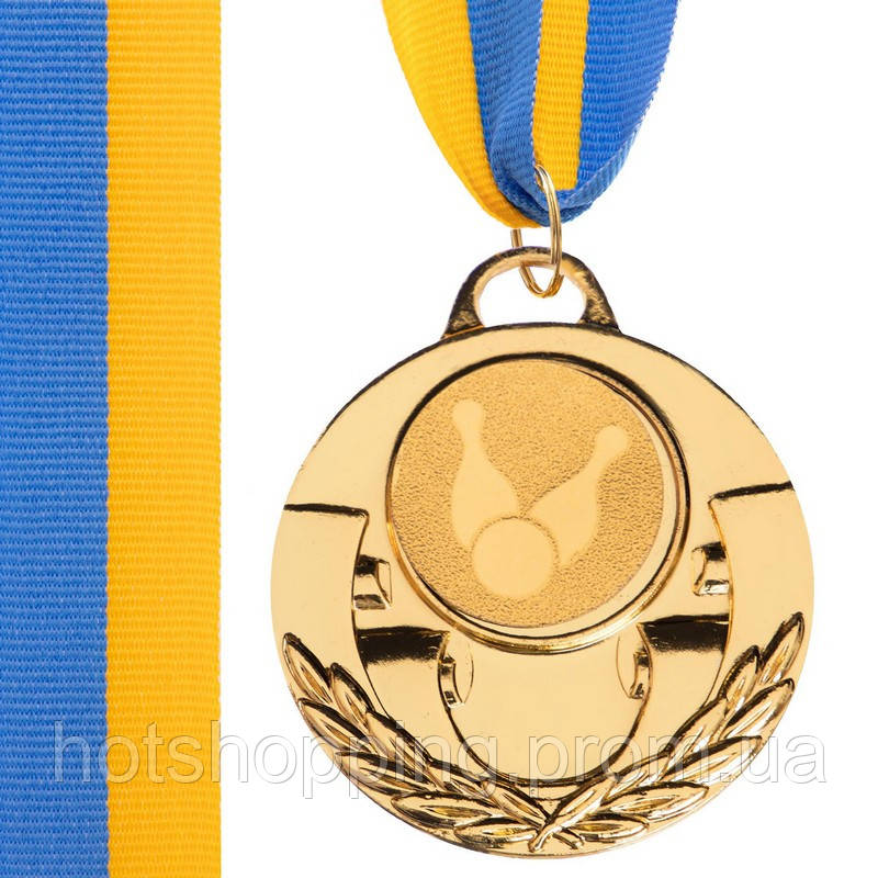 Медаль спортивная с лентой Zelart AIM Боулинг C-4846-0006 цвет серебряный ht - фото 2 - id-p2147822951