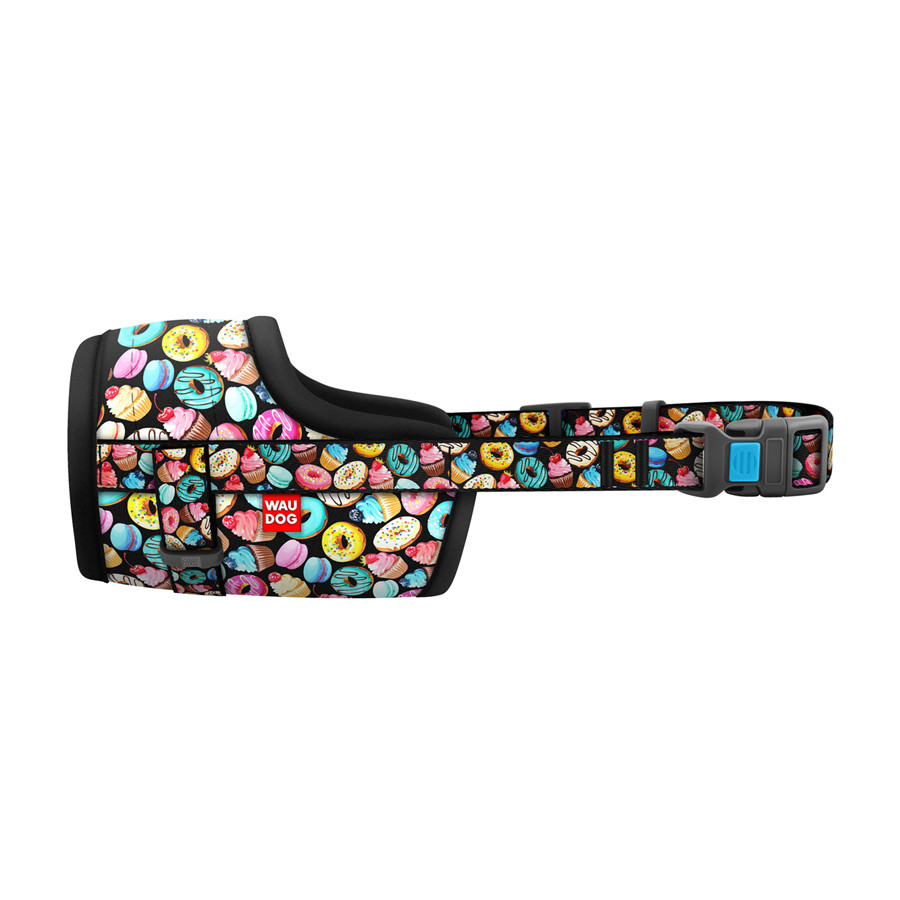 Намордник для собак WAUDOG Nylon, малюнок "Пончики", пластиковий фастекс, розмір No2, О 19-26 см, фото 1