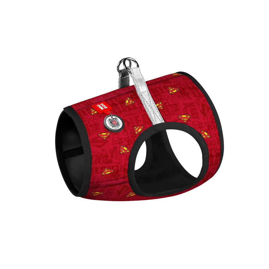 Шлея для собак м'яка WAUDOG Clothes з QR-паспортом, малюнок "Супермен червоний", S2, В 46-50 см, C 43-45 см, фото 1