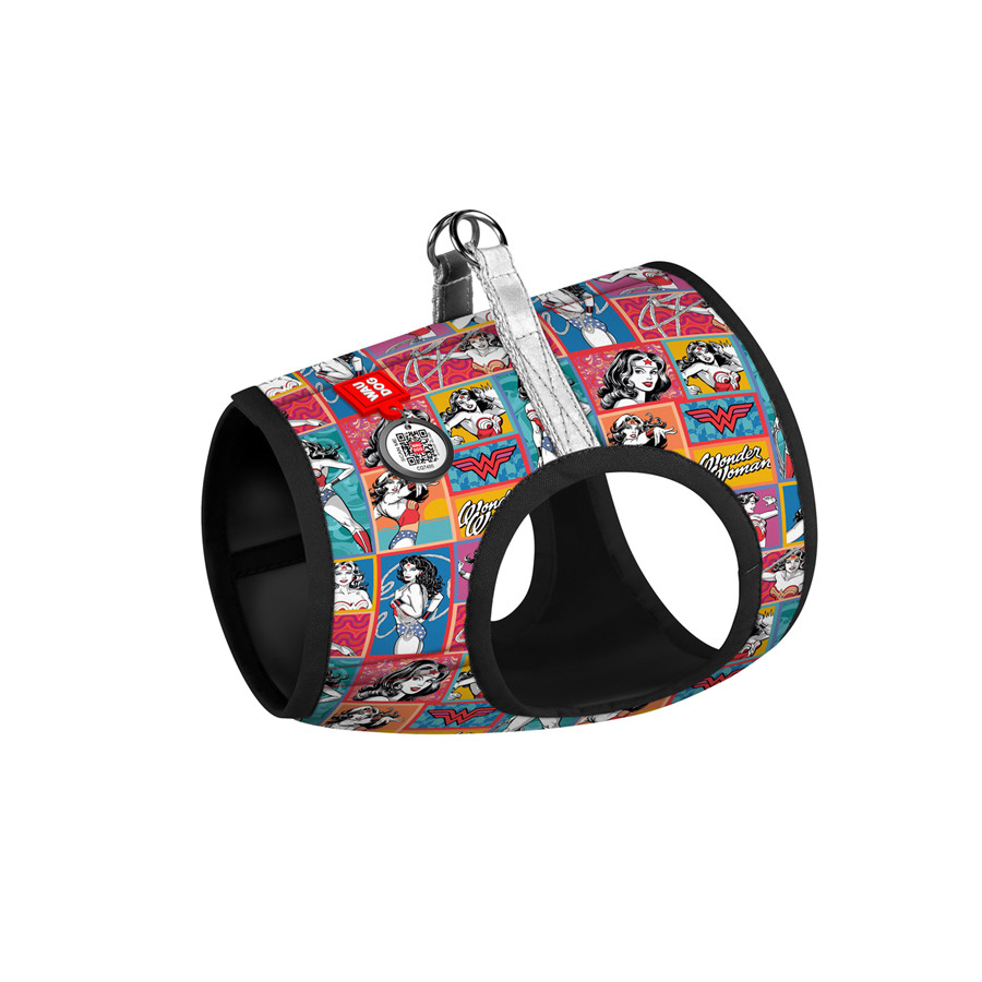 Шлея для собак м'яка WAUDOG Clothes з QR-паспортом, малюнок "Диво-жінка комікс", XS4, В 36-39 см, C 26-28 см, фото 1