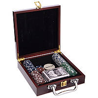 Набор для покера в деревянном кейсе Zelart IG-6641 100 фишек ht