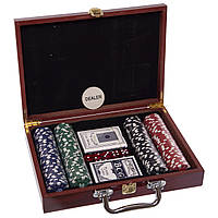 Набор для покера в деревянном кейсе Zelart IG-6642 200 фишек ht