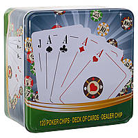 Набор для покера в металлической коробке Zelart IG-8656 120 фишек ht
