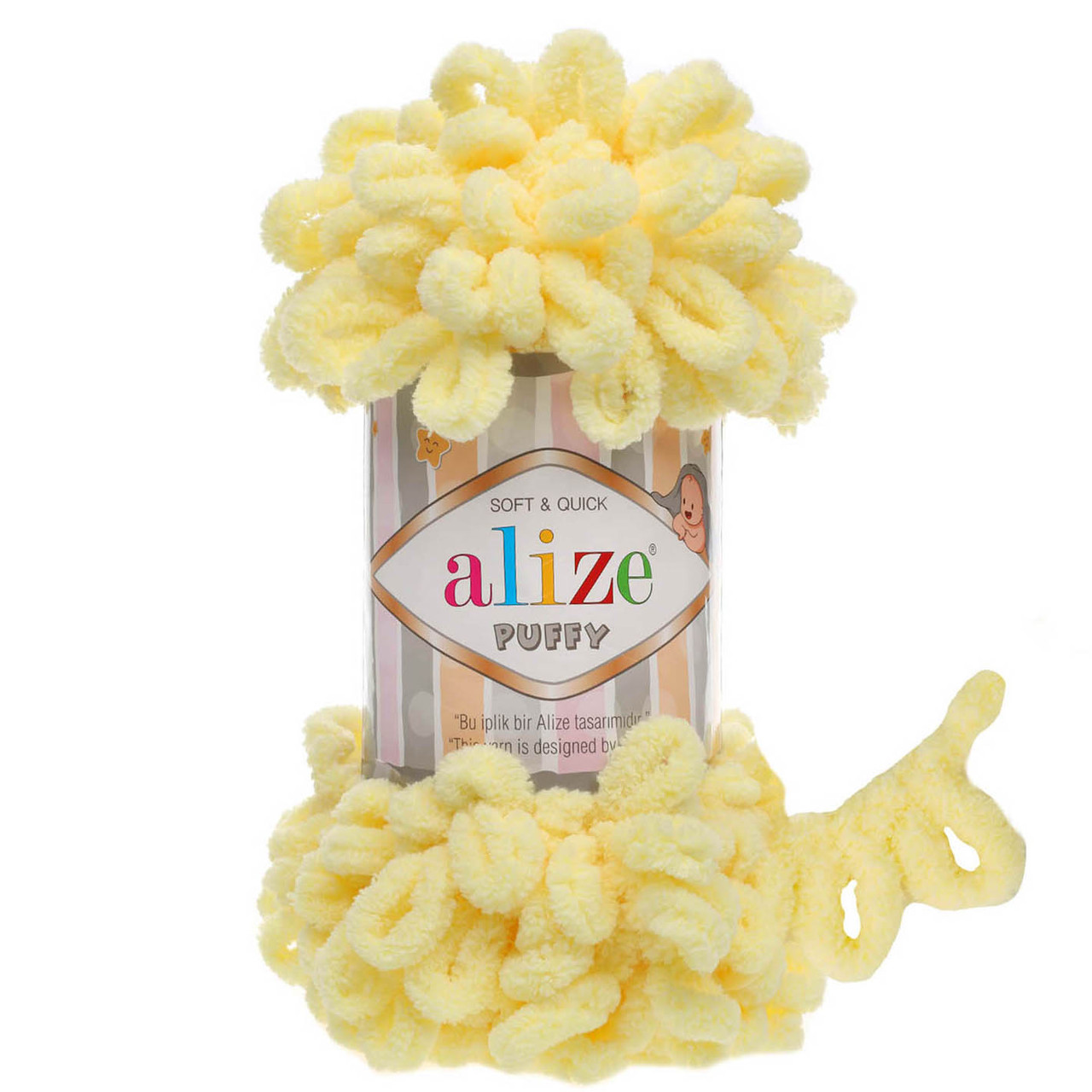 Пряжа Alize Puffy з петельками, 13 світло-жовтий