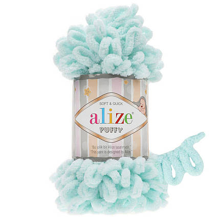Пряжа Alize Puffy з петельками, 15 водяний зелений, фото 1