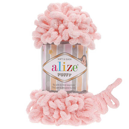 Пряжа Alize Puffy з петельками, 340 пудрово-рожевий, фото 1