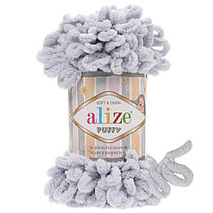 Пряжа Alize Puffy з петельками, 416 сірий