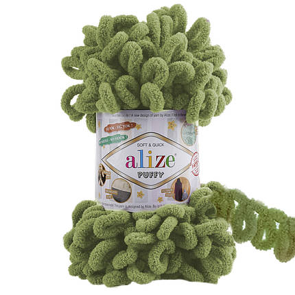 Пряжа Alize Puffy з петельками, 485 зелена черепаха, фото 1