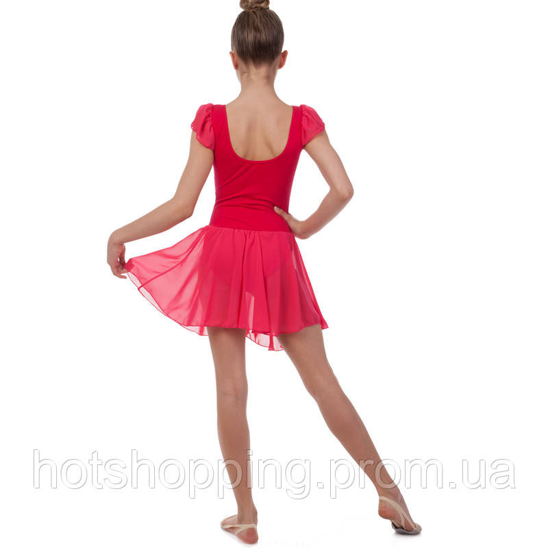 Платье для танцев (бейсик) с коротким рукавом фонарик Lingo CHD01 размер XL, рост 155-165 цвет малиновый ht - фото 4 - id-p2147855983