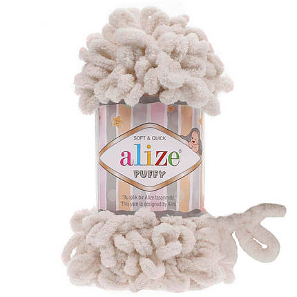 Пряжа Alize Puffy з петельками, 599 слонова кістка, фото 1