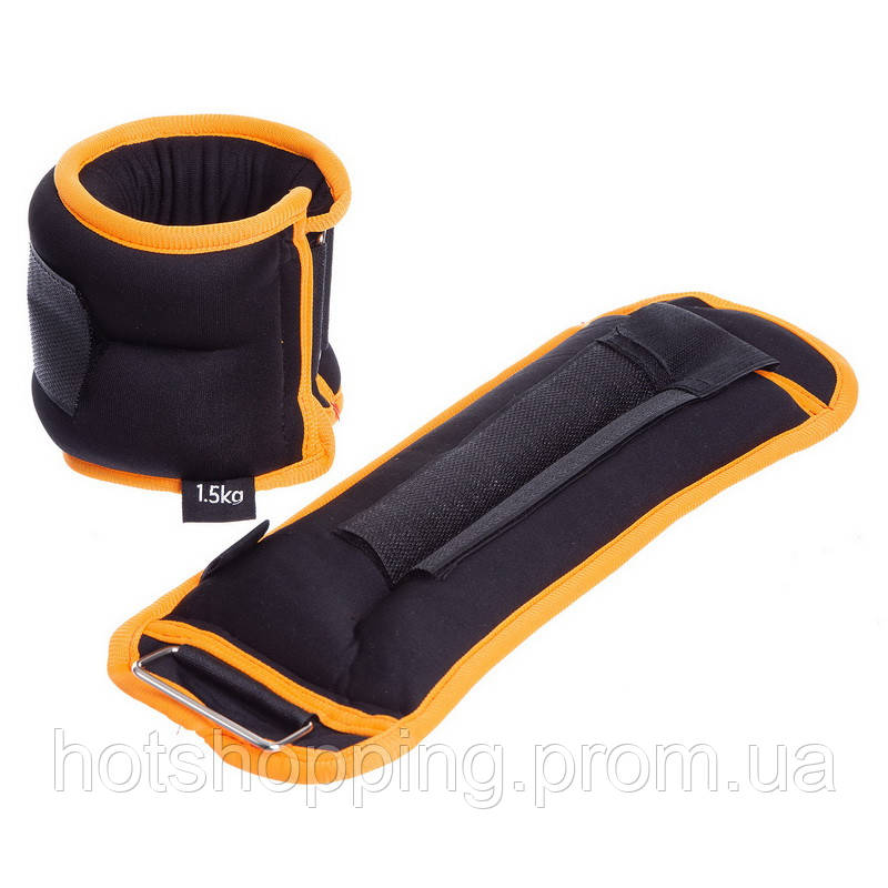 Утяжелители-манжеты для рук и ног Zelart FI-1302-3 цвет черный-оранжевый ht - фото 5 - id-p2147882850
