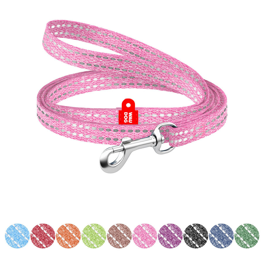 Повідець для котів і дрібних порід собак з відновленої бавовни WAUDOG Re-cotton світловідбивний, XS, Ш 10, фото 1