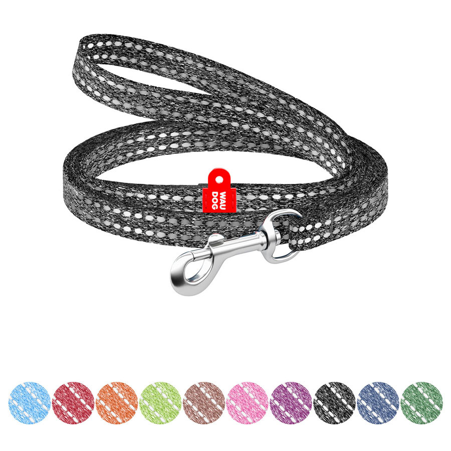 Повідець для котів і дрібних порід собак з відновленої бавовни WAUDOG Re-cotton світловідбивний, XS, Ш 10, фото 1